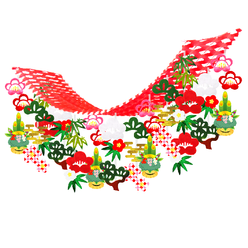 松竹梅お正月プリーツハンガー ひととせpop 季節のかわいい店舗装飾品のオーダー販売